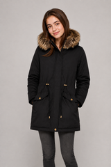 Peacocks Girls Black Faux Fur Hooded Parka
