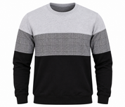  Peacocks men’s grey & black colour block sweatshirt in UK Size M, featuring a stylish checked chest panel, crew neck and comfortable casual fit.