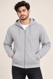   Peacocks men’s grey full-zip hoodie in UK Size XL, featuring a drawstring hood, front pockets and comfortable casual styling for everyday wear.