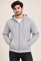 Peacocks Men Grey Full-Zip Hoodie