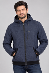 Peacocks Men Navy Blue Hooded Zip-Up Jacket