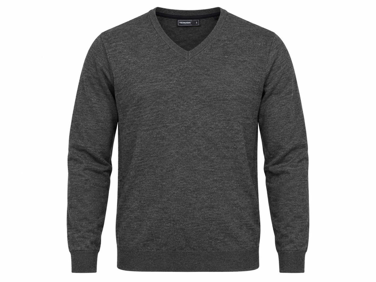  Peacocks Men’s Charcoal Grey V-Neck Jumper in UK Size S. A versatile long-sleeve knit sweater ideal for casual, office and smart-casual wear.