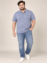 PEACOCKS Men's Blue Marl Short Sleeve Polo Shirt