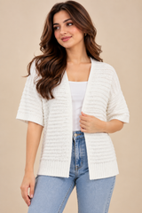 PEACOCKS Women White Open Front Knitted Cardigan