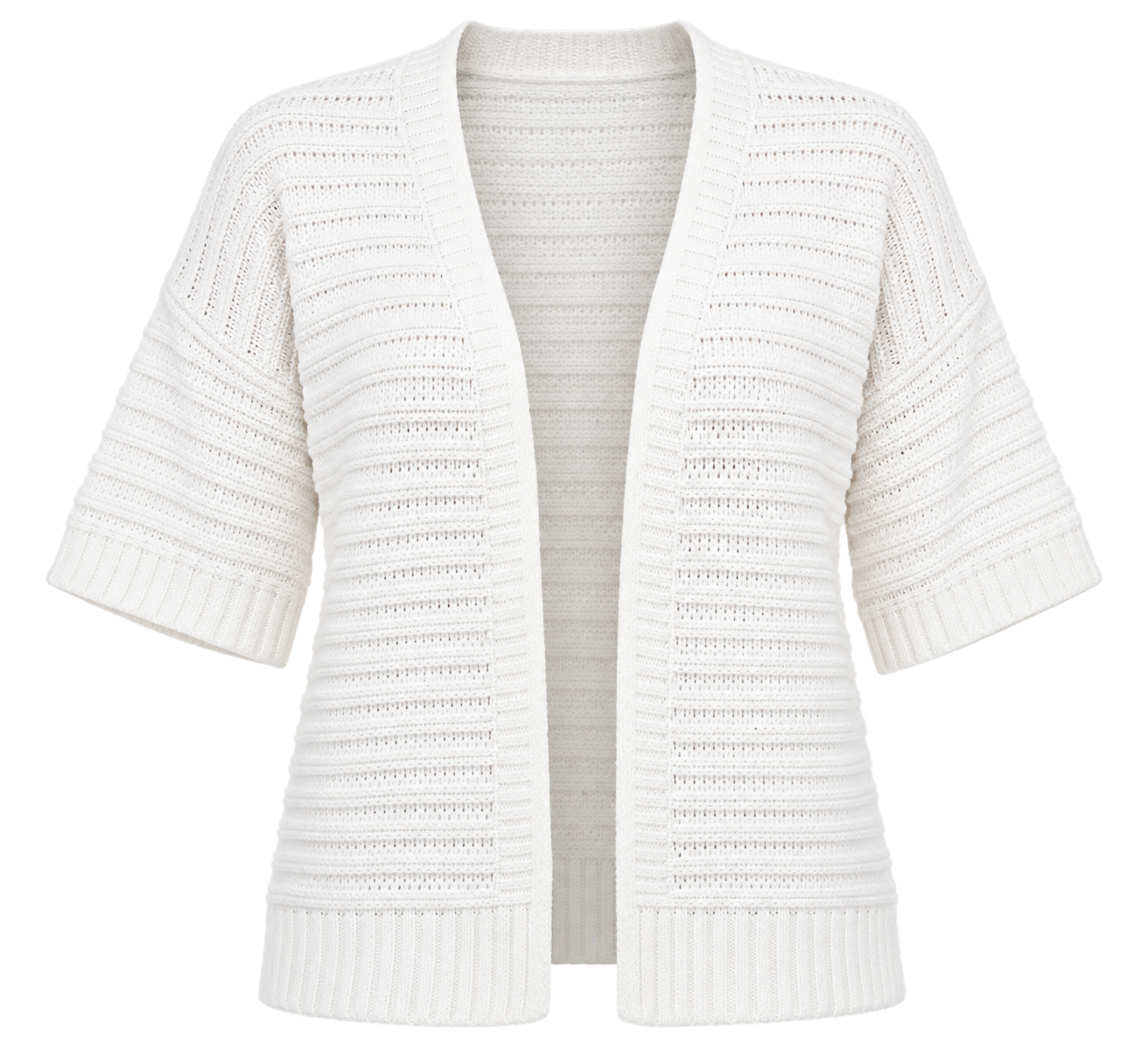 PEACOCKS women’s white open-front knitted cardigan in UK Size XL. Stylish short sleeves, textured knit and relaxed fit for everyday layering.