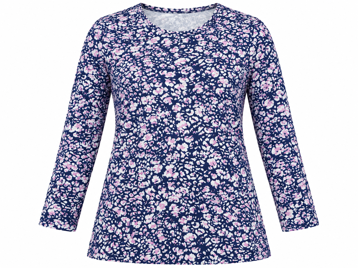 Pebble Bay Women's Navy Blue Floral Print Tunic Top in UK Size L. Stylish long sleeves, relaxed fit and beautiful floral design for everyday wear.
