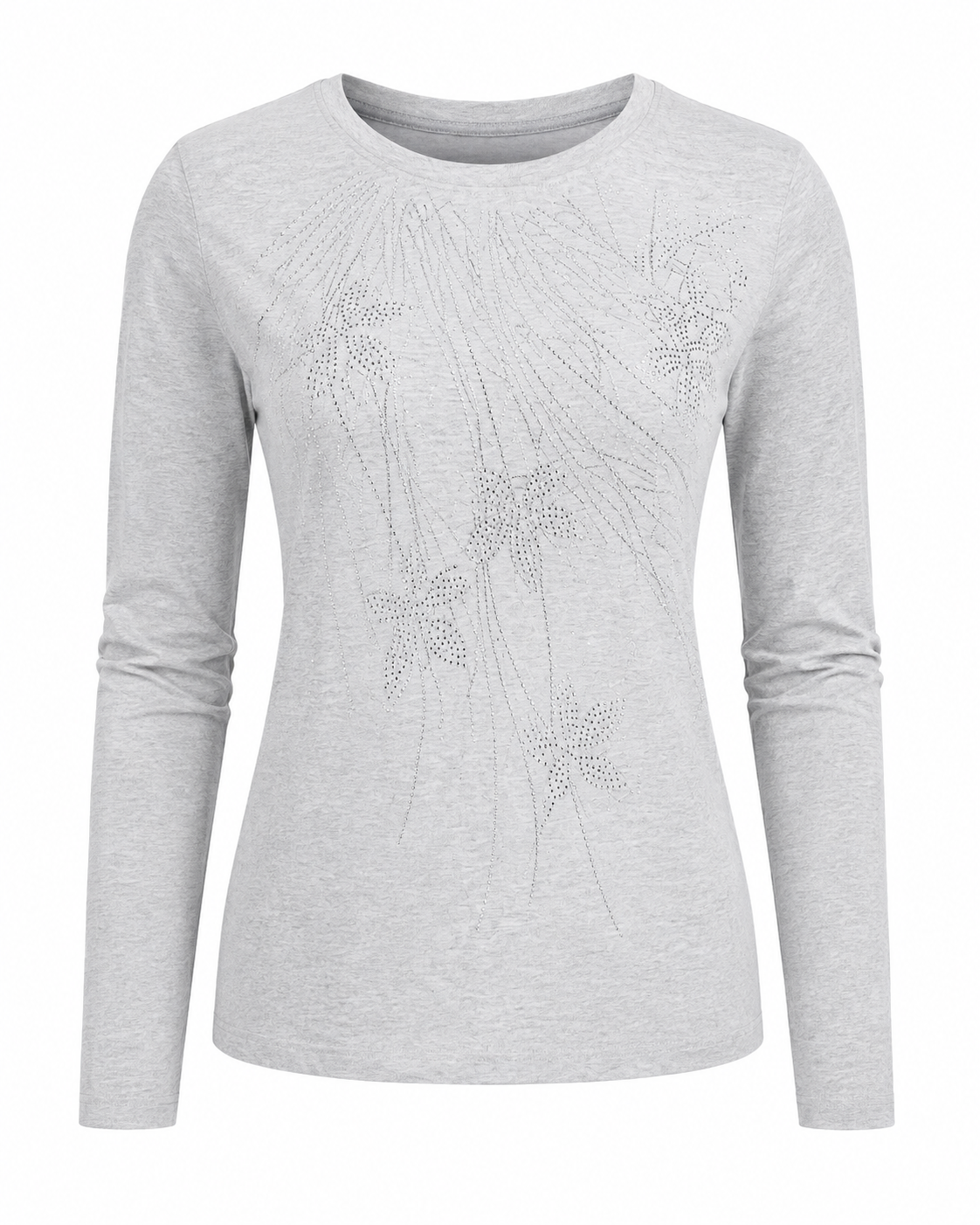 PEBBLE BAY women’s grey long sleeve top in UK Size S. Features elegant embellished detailing, crew neckline and versatile smart-casual styling.