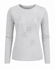 PEBBLE BAY women’s grey long sleeve top in UK Size S. Features elegant embellished detailing, crew neckline and versatile smart-casual styling.