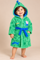 Peepa Pig Kids Green Hooded Fleece Dressing Gown