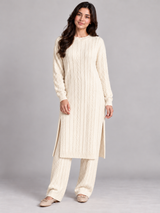 Pegaro Women’s Cream Wool Dress & Trouser Set