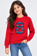 Pep&Co Girls Red Number 8 Sweatshirt