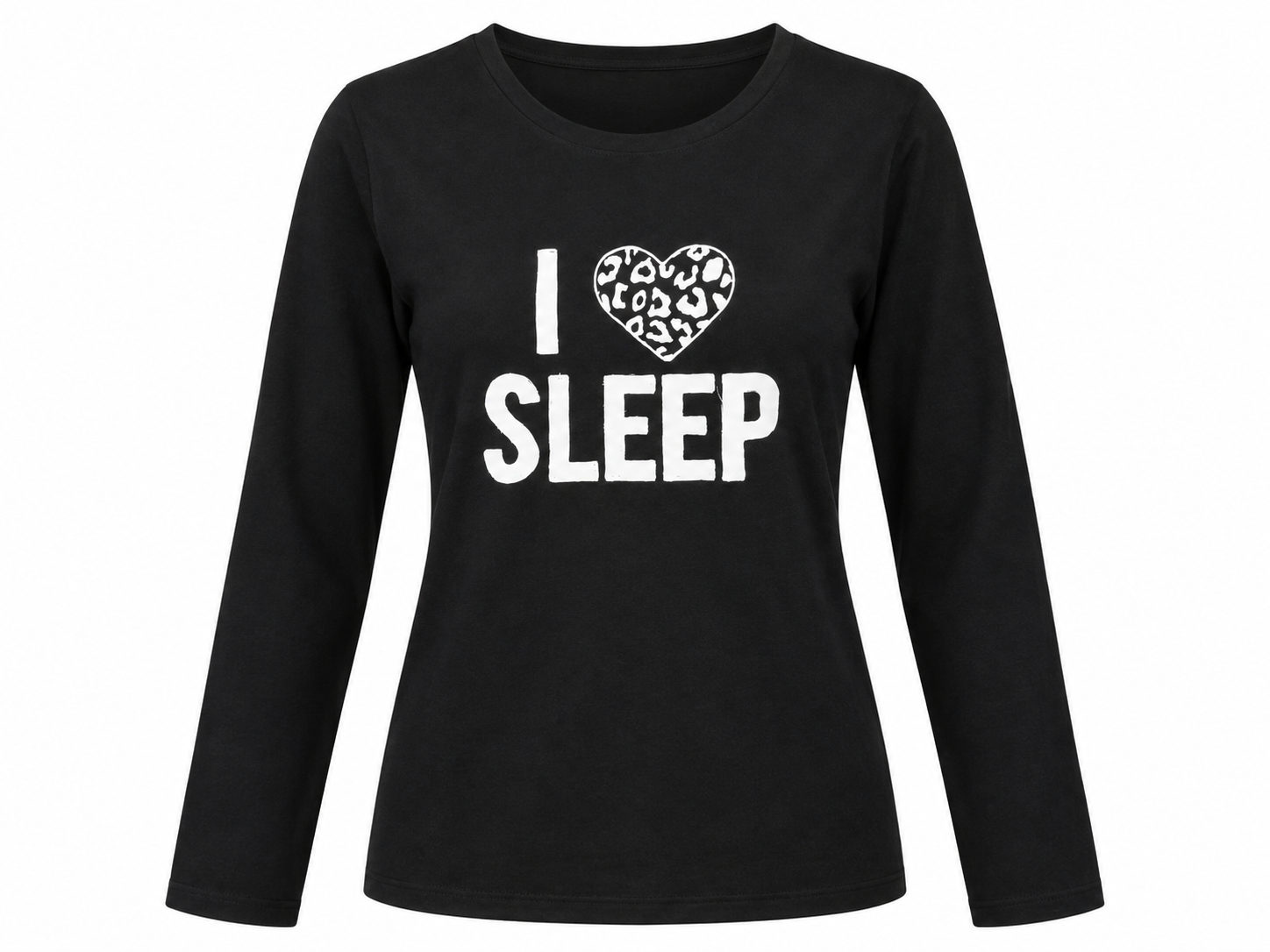  PEP&CO Women’s Black I Love Sleep Long Sleeve Top in UK XL. Comfortable casual loungewear with a stylish sleep-themed graphic, perfect for relaxing at home.