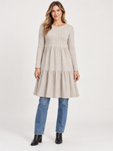 PEP&CO Women Light Beige & Brown Ribbed Tiered Dress