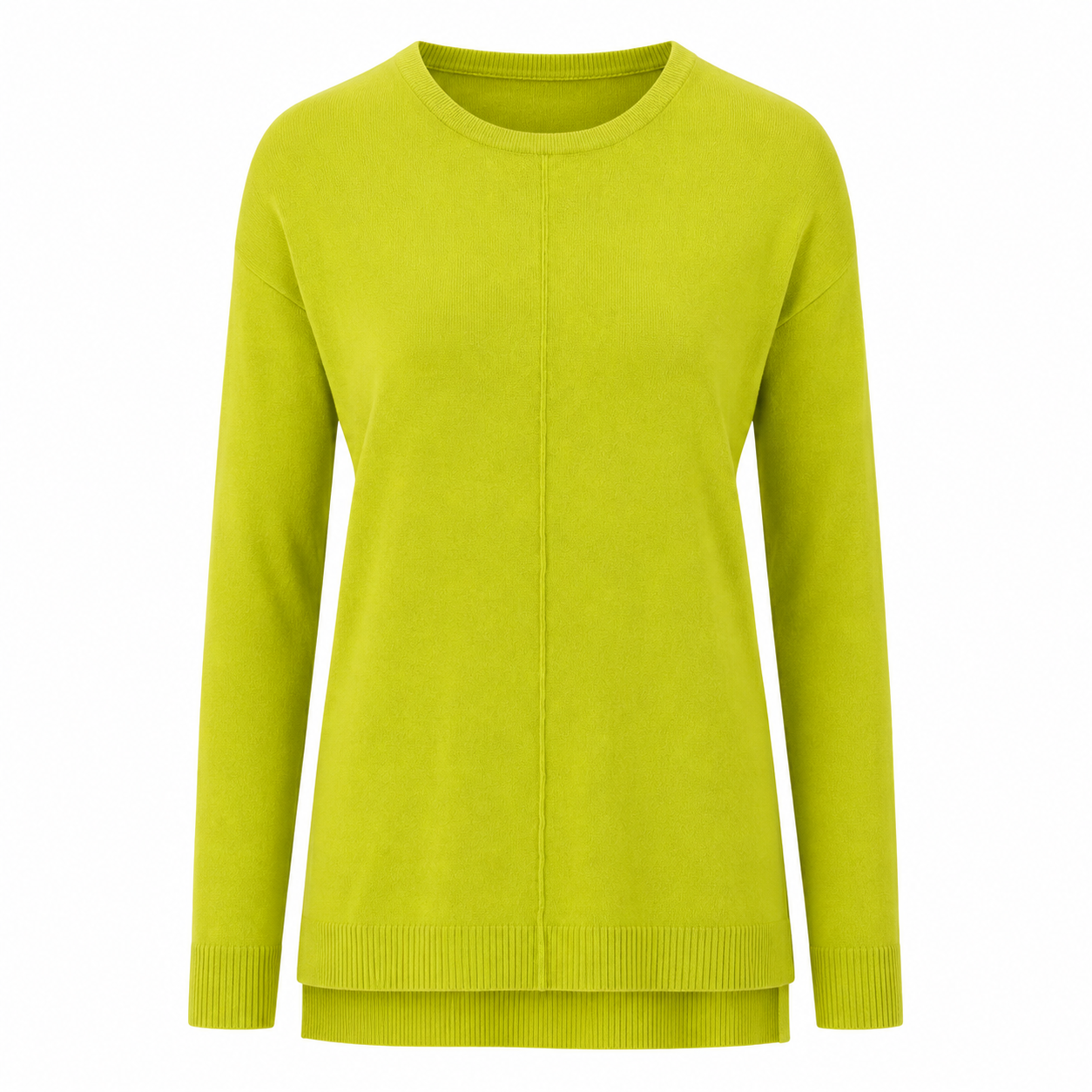 PEP&CO women’s chartreuse green knit jumper, UK size 16. Long sleeve crew neck sweater with ribbed trims, perfect for casual everyday styling.