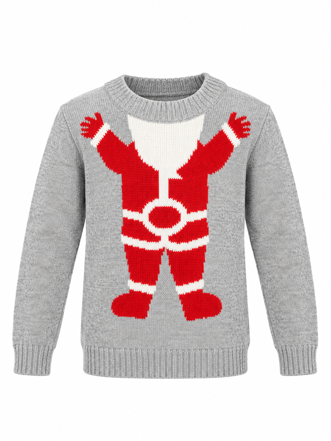  Pepperts Boys Grey Christmas Santa Knitted Jumper in UK Size 6–8 Years. Cosy festive crew neck sweater, perfect for Christmas parties and winter wear.