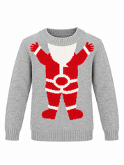  Pepperts Boys Grey Christmas Santa Knitted Jumper in UK Size 6–8 Years. Cosy festive crew neck sweater, perfect for Christmas parties and winter wear.