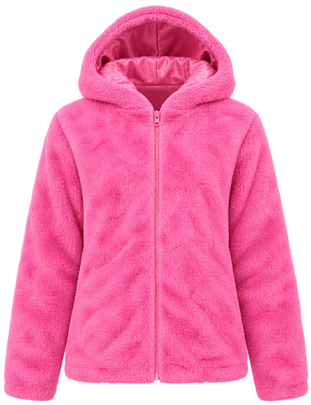  Pepperts Girls Pink Faux Fur Hooded Jacket in UK Size 10–11 Years. Soft fluffy texture, cosy hood and zip fastening. Stylish winter wear.