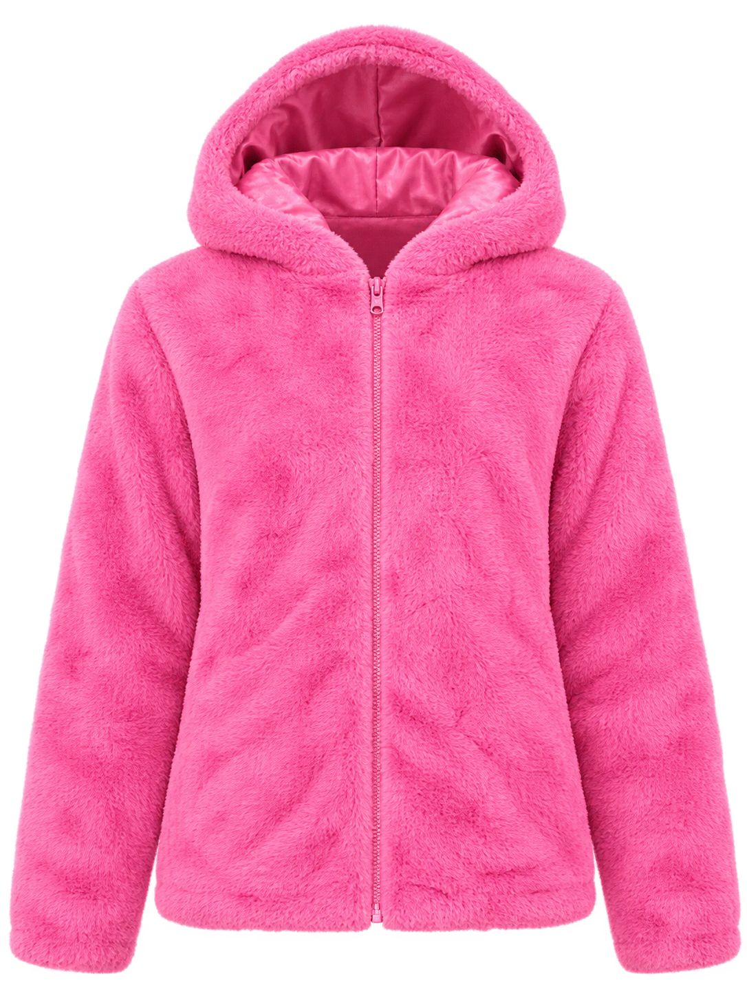 Pepperts Girls Pink Faux Fur Hooded Jacket in UK Size 10–11 Years. Soft fluffy texture, cosy hood and zip fastening. Stylish winter wear.