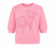 Per Una pink floral embroidered sweatshirt in UK Size 20. Relaxed fit with elbow-length sleeves, ribbed cuffs and elegant floral detailing.