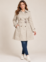 Petite Collection Debenhams Women Beige Double Breasted Belted Trench Coat