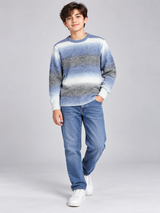 PIAZAITALIA Boys Blue, Grey & White Ombre Knitted Jumper