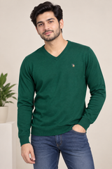 POLO Men Green V-Neck Jumper