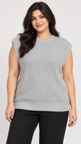 PRETTYLITTLETHING Grey Chunky Knit Sweater Vest