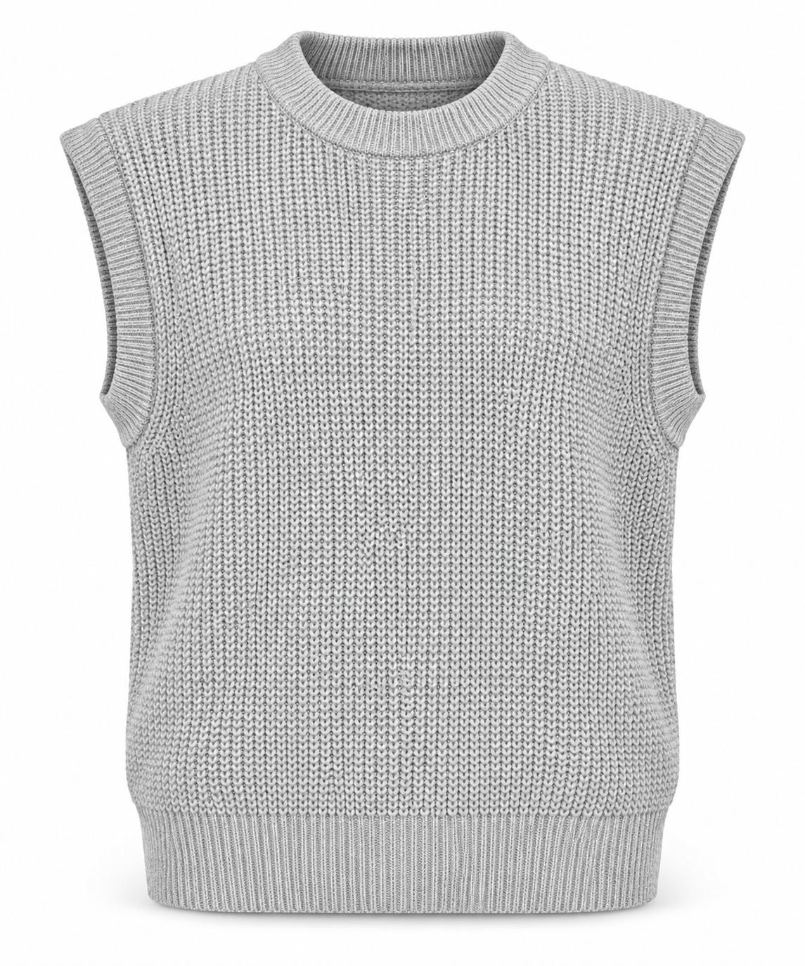  PRETTYLITTLETHING grey chunky knit sweater vest in women’s UK 3XL. Sleeveless with a crew neck and ribbed trims for easy everyday layering.