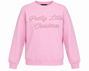 LittleThing pink Pretty Little Christmas sweatshirt, UK size S. Festive long-sleeve design with ribbed cuffs and hem, perfect for casual winter wear.