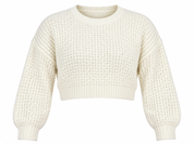  PrettyLittleThing women’s cream chunky knit cropped jumper in UK Size L. Stylish textured knit with long sleeves and a relaxed cropped fit.