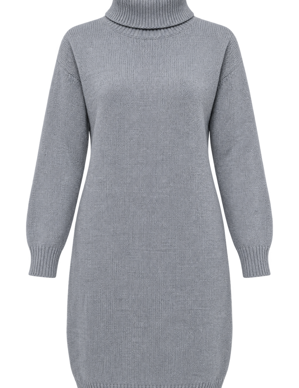  PrettyLittleThing women’s grey knitted turtleneck jumper dress in UK Size S. A cosy long-sleeve winter essential for stylish everyday wear.