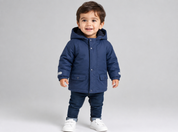  PRIMARK baby boy navy hooded winter coat in UK 18-24 months. Cosy fleece-lined hood, padded design, snap fastening and practical pockets.