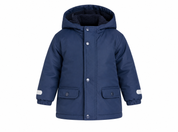  PRIMARK baby boy navy hooded winter coat in UK 18-24 months. Cosy fleece-lined hood, padded design, snap fastening and practical pockets.
