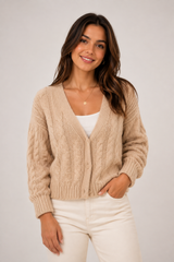 PRIMARK Beige Cable Knit Cardigan