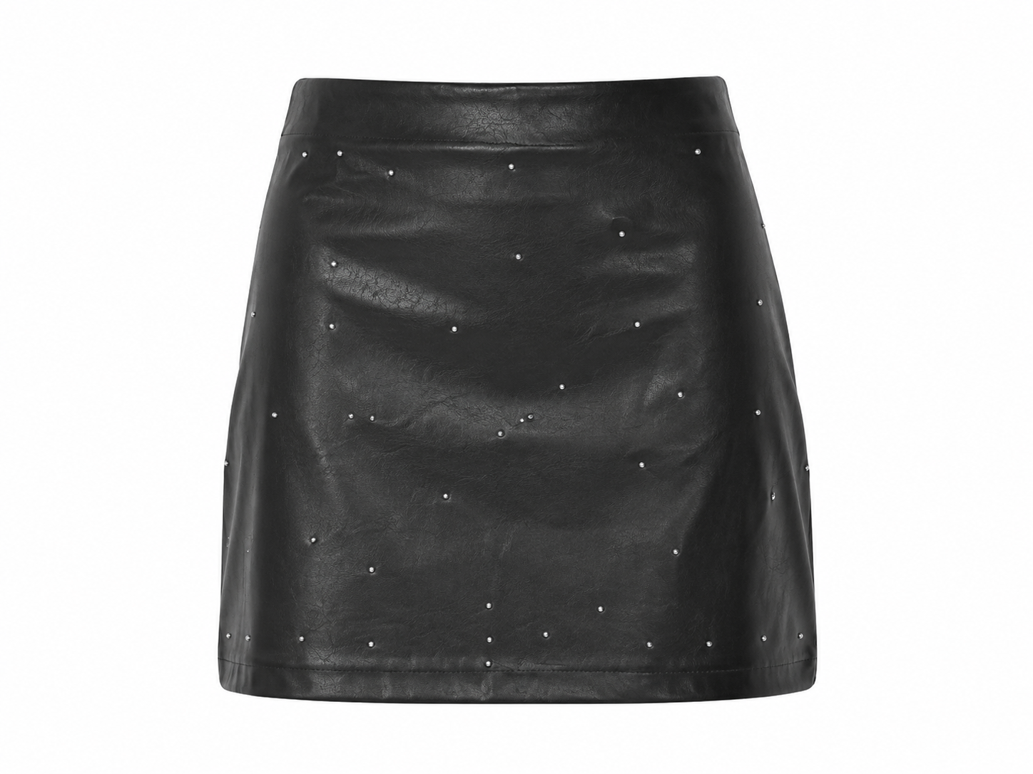  Primark black faux leather studded mini skirt in UK size 20. Stylish women’s mini skirt with silver stud detailing, perfect for trendy outfits.