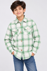Primark Boy Green & White Check Shacket