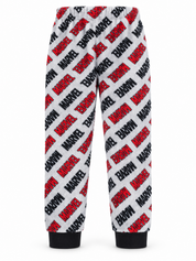  PRIMARK boys’ Marvel fleece pyjama joggers, UK 11–12 years. Light grey with red and black logos, an elasticated waist and black ankle cuffs.