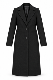  Primark girls’ black tailored longline coat in UK size 4. Stylish two-button winter coat with lapel collar and pockets, ideal for smart everyday wear.