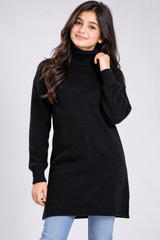PRIMARK Girls Black Ribbed Turtleneck Jumper