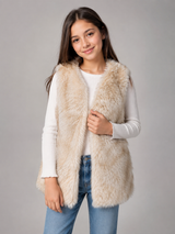 PRIMARK Girls Cream Faux Fur Gilet