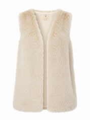 PRIMARK Girls Cream Faux Fur Gilet in UK 13–14 Years. Soft shaggy faux fur, stylish sleeveless design and a cosy layer for autumn and winter outfits.
