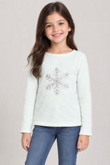 PRIMARK Girls’ Mint Green Snowflake Fleece Top