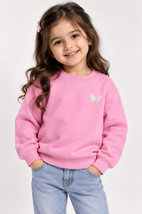 Primark Girls Pink Sweatshirt with Sequin Butterfly Detail
