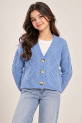 PRIMARK Kids Blue Cable Knit Button Cardigan