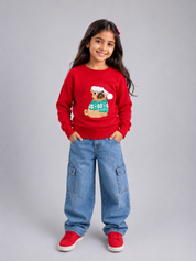  Primark Kids Red Christmas Pug Sweater featuring an adorable festive pug design. Soft, warm, and perfect for Christmas parties, winter outings, and holiday celebrations.