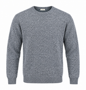 PRIMARK men’s grey knit crew neck jumper in UK size L. Classic long-sleeve design with ribbed cuffs and hem, ideal for casual everyday wear.