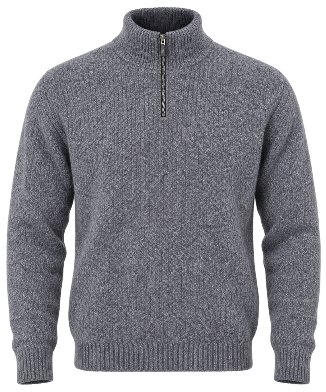 PRIMARK Men’s Grey Quarter-Zip Knit Jumper in UK Size M. Soft textured knit with high zip neck, long sleeves and ribbed trims for stylish winter wear.