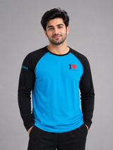 Primark Men's Blue & Black Raglan T-Shirt