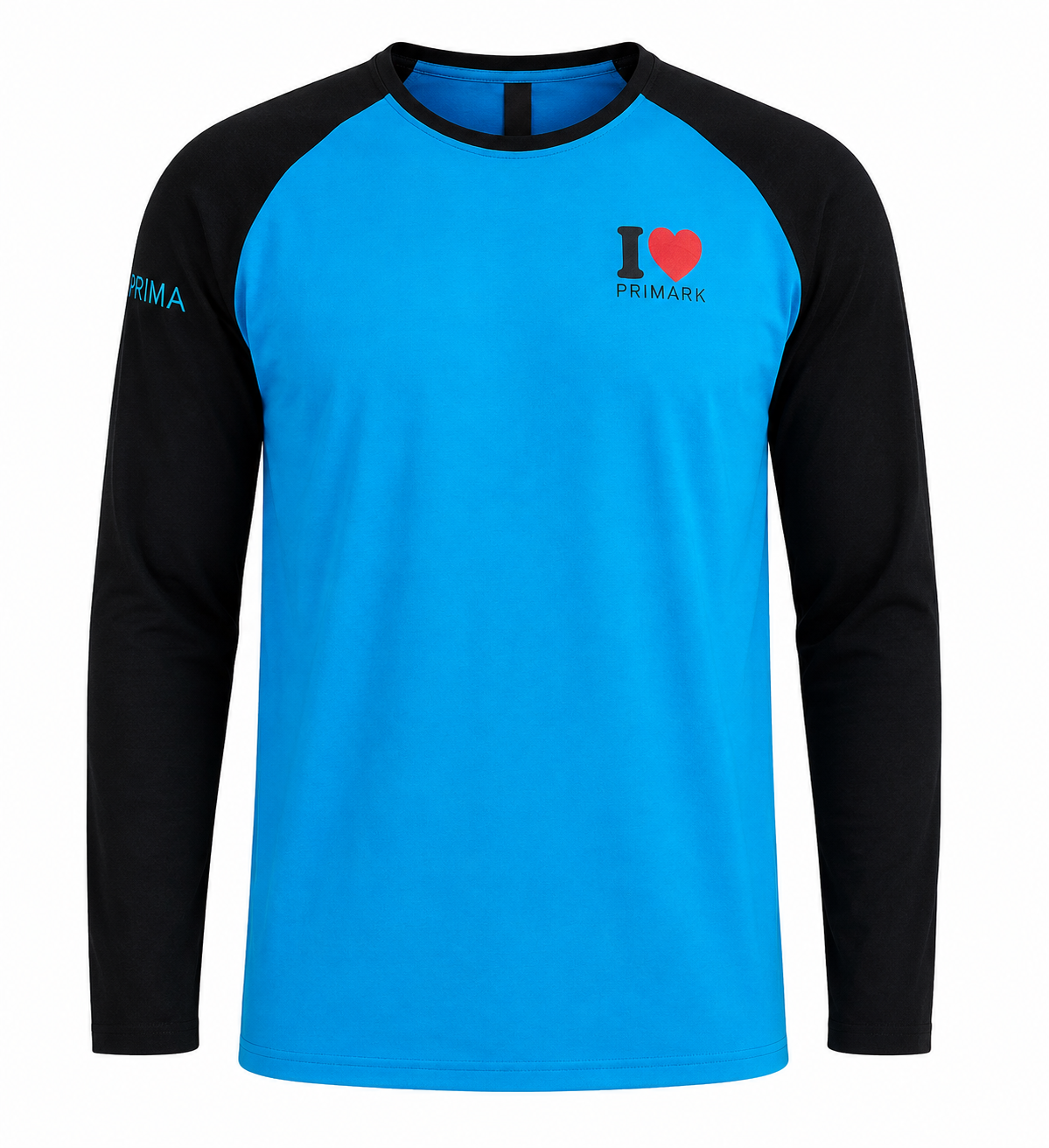  Primark Men's XXL Blue & Black Long Sleeve Raglan T-Shirt. Soft, comfortable crew neck tee with sporty raglan sleeves for everyday casual wear.