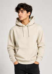  PRIMARK Men's Cream Pullover Hoodie featuring soft fleece fabric, adjustable hood, kangaroo pocket, and a comfortable fit for everyday casual style.